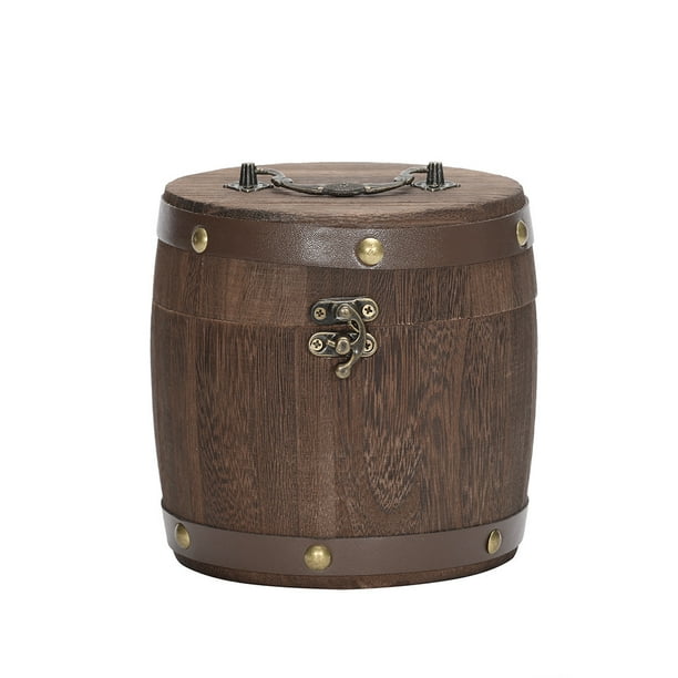 Mini Vintage Retro Style Wooden Barrel Storage For Tea Leaf Coffee Flour Beans 